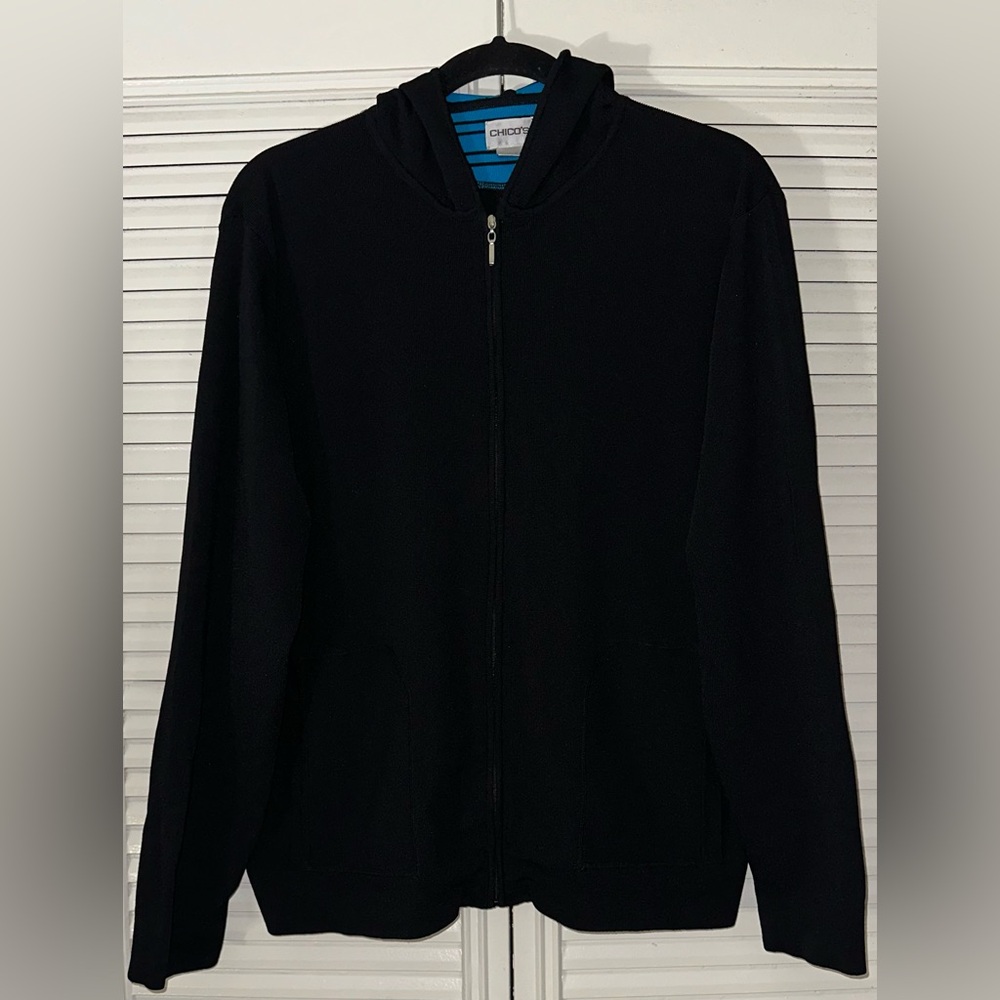 Chico’s Women’s Metro Knit Reef Zip Hooded‎ Cardigan Size 3/XL